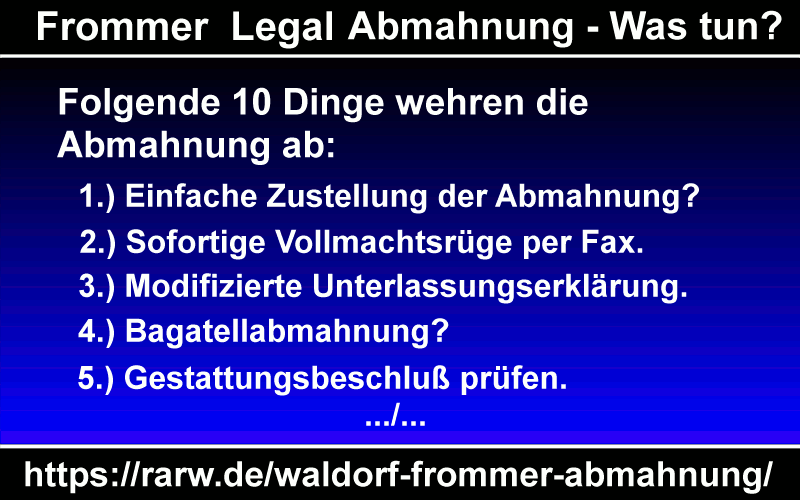 Infografik "Frommer Legal Abmahnung - Was tun?"