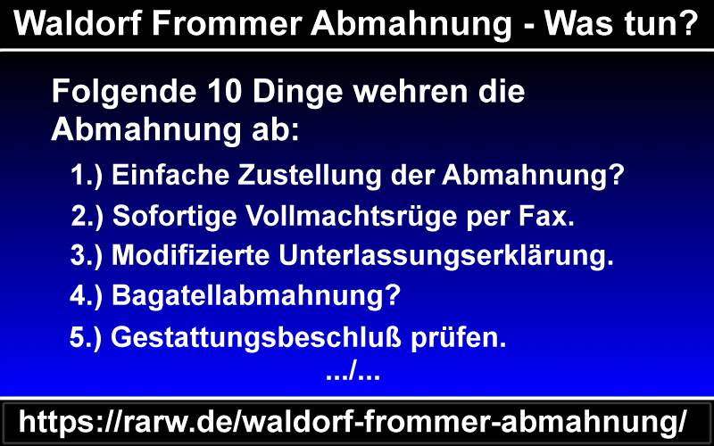 Waldorf Frommer Abmahnung Was Tun 10 Dinge